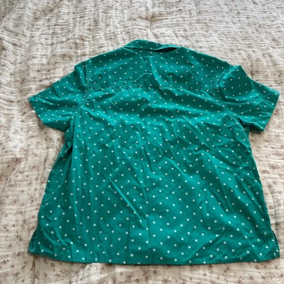 Blair Teal and white polka dot button-up - Picture 3 of 7